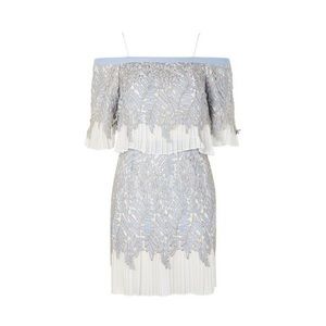 Topshop Leaf pleat bardot dress